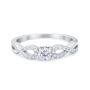 Petite Dainty Infinity Shank Ring Simulated Cubic Zirconia 925 Sterling Silver
